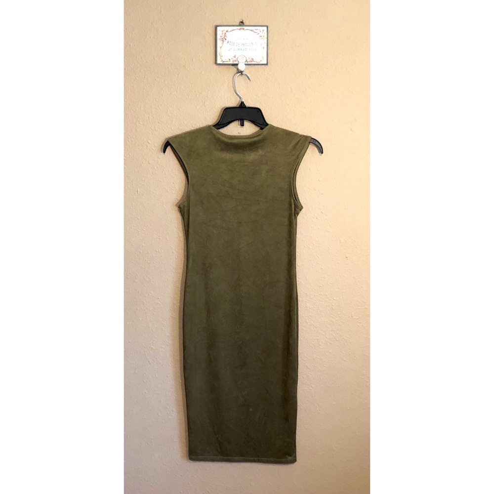 Sans Souci Vegan Suede Midi Dress Olive Md - Picture 5 of 5